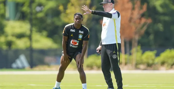 Ancelotti admite mudanças no Brasil contra Haiti e desconversa sobre futuro de Endrick na Seleção
